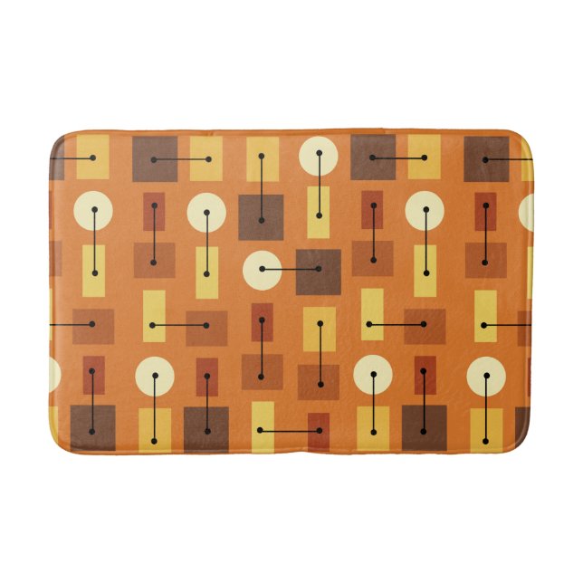 Atomic Age Simple Shapes Orange Bath Mat (Front)