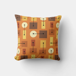 Atomic Age Simple Shapes Orange Cushion