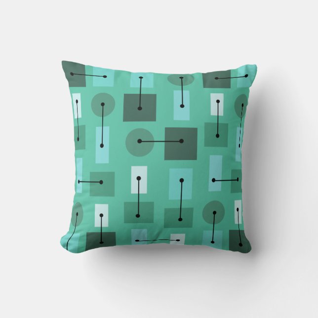 Atomic Age Simple Shapes Turquoise Cushion (Front)