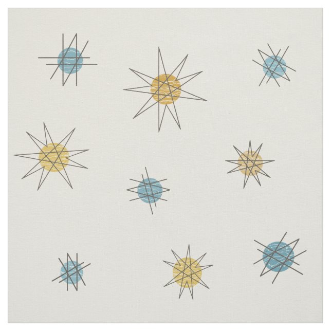 Atomic Age Sputnik Starburst Planets Fabric (Swatch)