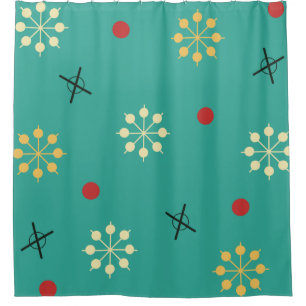 Atomic Age Sputnik Starbursts Turquoise Shower Curtain