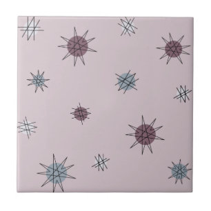Atomic Age Starburst Planets Light Purple Ceramic Tile