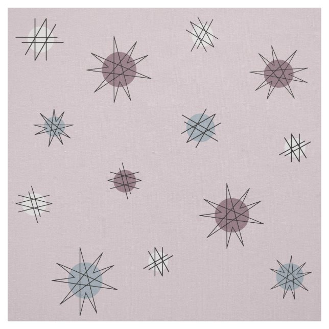 Atomic Age Starburst Planets Light Purple Fabric (Swatch)