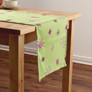 Atomic Age Starburst Planets Lime Green Short Table Runner