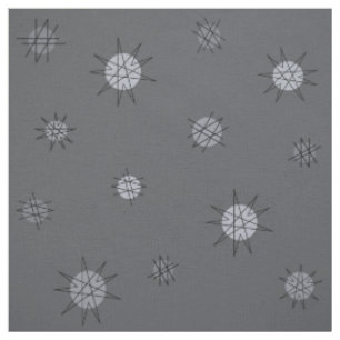 Atomic Age Starburst Planets Slate Grey Fabric