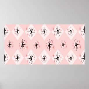 Atomic age starburst seamless pattern inspired by  poster