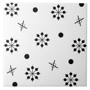 Atomic Age Starbursts Black White 1 Ceramic Tile