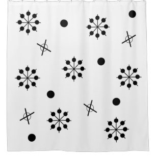 Atomic Age Starbursts Black White 1 Shower Curtain