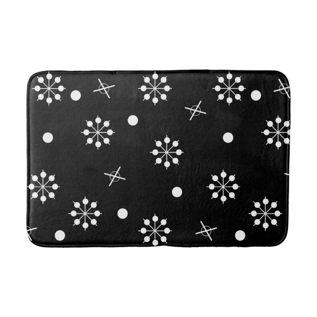 Atomic Age Starbursts Black White 2 Bath Mat (Front)