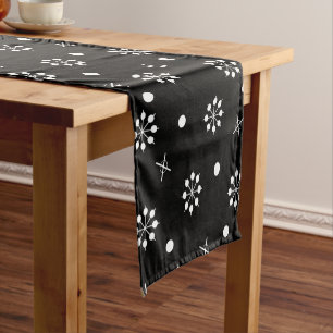 Atomic Age Starbursts Black White 2 Short Table Runner