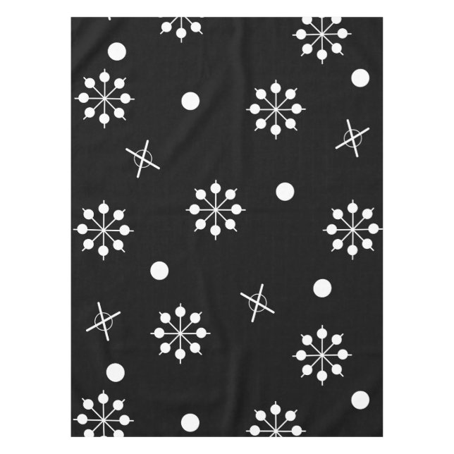 Atomic Age Starbursts Black White 2 Tablecloth (Front)