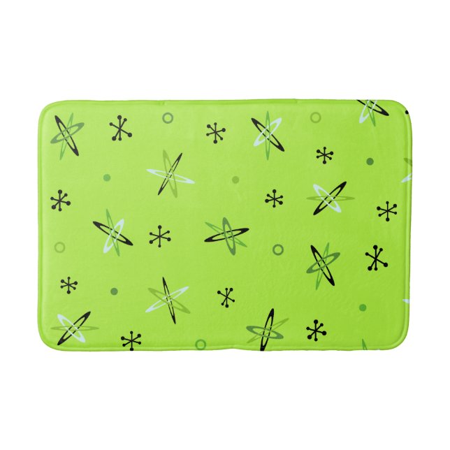 Atomic Age Starbursts Chartreuse Bath Mat (Front)