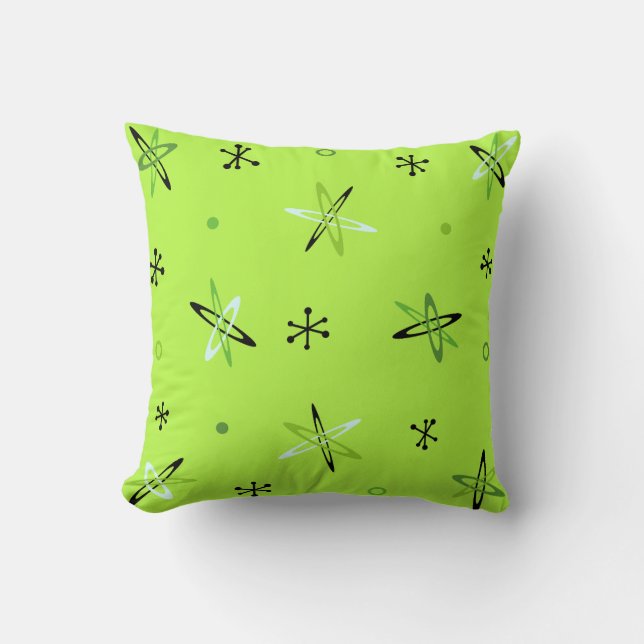 Atomic Age Starbursts Chartreuse Cushion (Front)