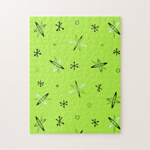 Atomic Age Starbursts Chartreuse Jigsaw Puzzle