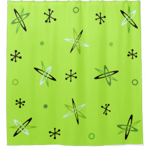 Atomic Age Starbursts Chartreuse Shower Curtain