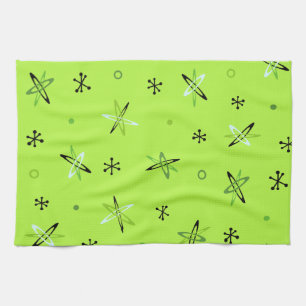 Atomic Age Starbursts Chartreuse Tea Towel