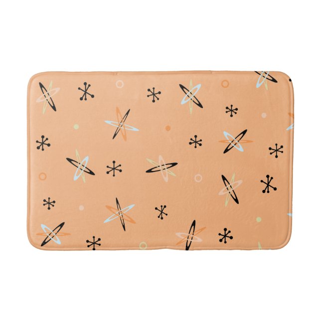 Atomic Age Starbursts Orange Bath Mat (Front)