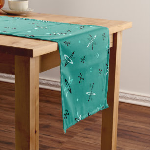 Atomic Age Starbursts Teal Short Table Runner
