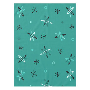 Atomic Age Starbursts Teal Tablecloth