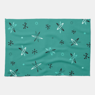 Atomic Age Starbursts Teal Tea Towel