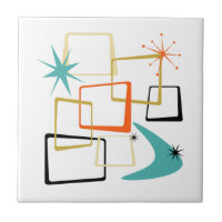 Atomic Age Stars Boomerang Squares Mid Century