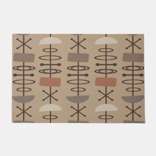 Atomic Age Symbols Earth Tones Doormat