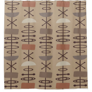 Atomic Age Symbols Earth Tones Shower Curtain