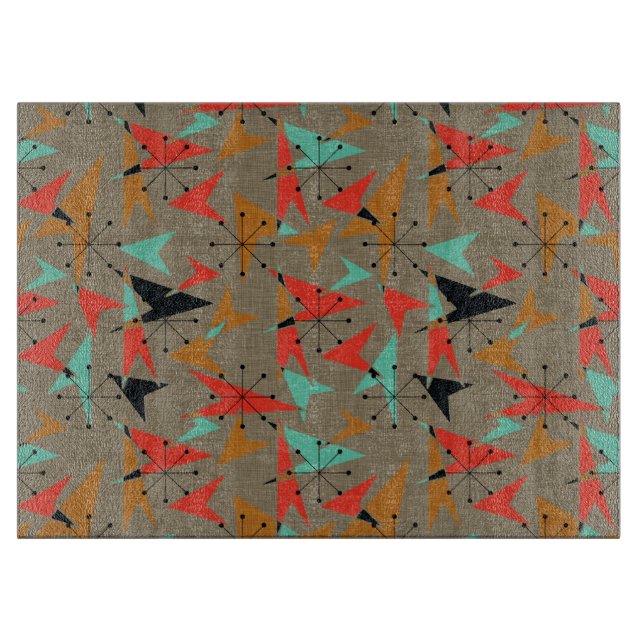 Atomic Arrows Pattern, Glass Cutting Board 15"x11" (Front)