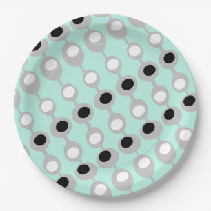 Atomic Baubles Turquoise White Grey Paper Plate