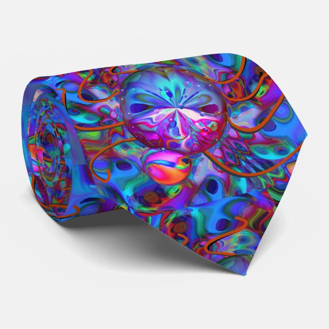 Atomic Bedbug Cool Trippy Modern Abstract Art Tie (Rolled)