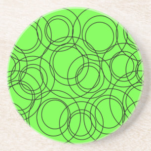 Atomic Black Circles on Lime Coaster