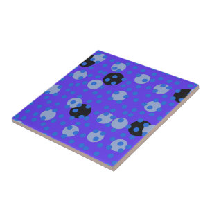 Atomic Blueberry - Retro Polka Dot Dream   Ceramic Tile