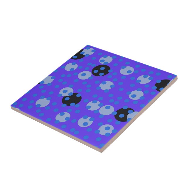 Atomic Blueberry - Retro Polka Dot Dream   Ceramic Tile (Side)