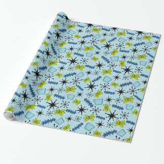 Atomic Blues and Green on Blue Medium Scale Wrapping Paper