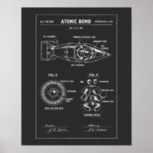 Atomic Bomb Blueprint Sketch Poster