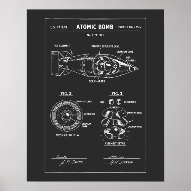 Atomic Bomb Blueprint Sketch Poster (Front)