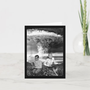 Atomic Bomb Cloud Nuclear War Retro Vintage Milita Card