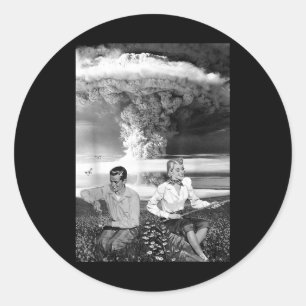 Atomic Bomb Cloud Nuclear War Retro Vintage Milita Classic Round Sticker