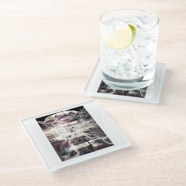 Atomic Bomb white glass coaster (Angled)