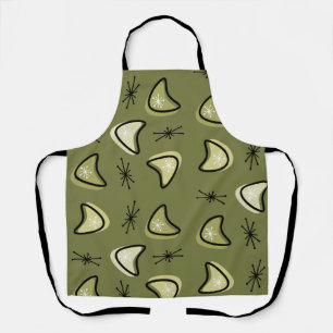 Atomic Boomerangs Starbursts Olive Green Apron