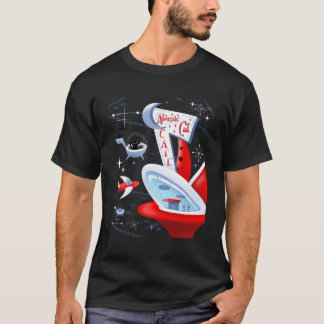 Atomic Cat Cafe Futuristic Spaceport Mid Century T-Shirt