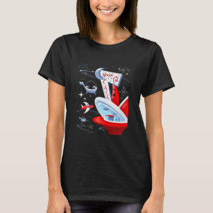 Atomic Cat Cafe Retro Futuristic T-Shirt