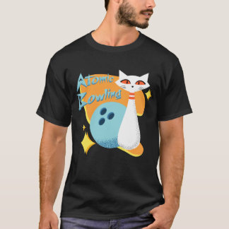 Atomic Cat in Mid-Century Modern Bowling Design T-Shirt