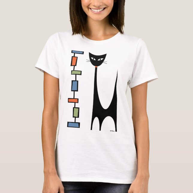 Atomic Cat with Mod Rectangles 1 T-Shirt (Front)