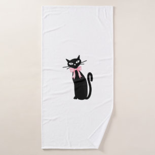 Atomic Cat With Pink Bow Cat Girly Clean Girl Kitt Bath Towel