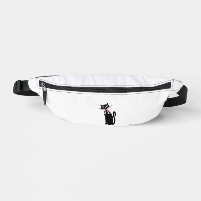 Atomic Cat With Pink Bow Cat Girly Clean Girl Kitt Bum Bags (Front)