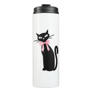 Atomic Cat With Pink Bow Cat Girly Clean Girl Kitt Thermal Tumbler