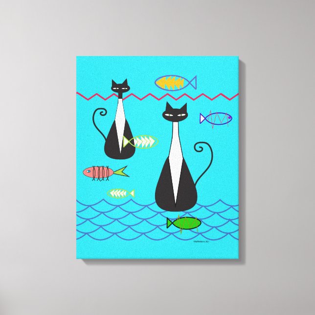Atomic Cats Fishing Canvas Print (Front)