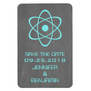 Atomic Chalkboard Save the Date Magnet, Aqua Magnet