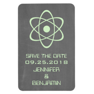 Atomic Chalkboard Save the Date Magnet, Green Magnet